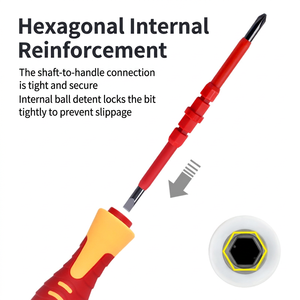 Insulated Magnetic <b>Screwdriver</b> Dual Head Flat Cross Industrial Grade Anti-Slip Handle Textured PP Handle - Product Image 3