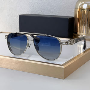 Designer Piloten-Sonnenbrille mit Farbverlauf Grau-Braun Retro Neuer Stil Mode China Großhändler Maßgefertigte Acetat-Radsport-Titan-Sonnenbrille für Männer und Frauen - Product Image 3
