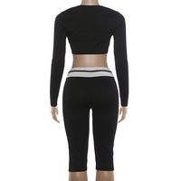 GX2414 Nouvelle Collection Automne 2026 – Ensemble 2 Pièces Tendance pour Femme : Haut Court à Manches Longues et Pantalon Capri Style Streetwear