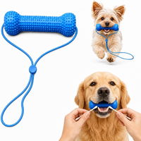 Jouet à mâcher pour chien en caoutchouc réutilisable avec logo couleur personnalisé, pour nettoyer les dents, avec corde réglable pour chiens de petite, moyenne et grande taille