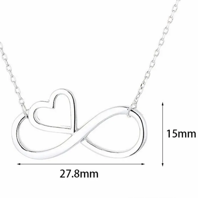 925 Sterlingsilber-Halsband hohl Unendlichkeitszeichen Herz Unendlichkeits 8-förmiger Anhänger Valentinstag-Geschenke