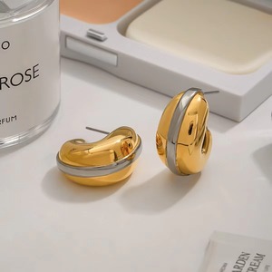 Fashion Stainless Steel Ear Studs Water Drop Shape <b>Earrings</b> <b>Gold</b> Plated Trendy Women's Ear Hangings - Product Image 5