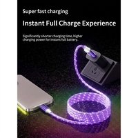 Câble de données multifonctionnel coloré en cuivre pur tressé blindé, charge rapide, 1M, 3 en 1, chargeur magnétique Type-C lumineux à LED