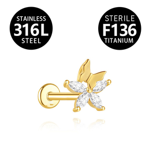 HGC 316 <span class=keywords><strong>L</strong></span> 16G 18G 14G <span class=keywords><strong>Piercing</strong></span> Hélix à dos plat et <span class=keywords><strong>Piercing</strong></span> Labret papillon avec Zircon Cubique, Bijoux d'oreille tendance pour femme - Product Image 6