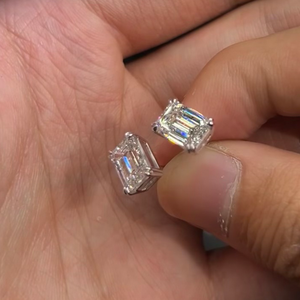 エメラルドラボダイヤモンドスタッドイヤリング1ct各プロング設定14kゴールド - Product Image 4