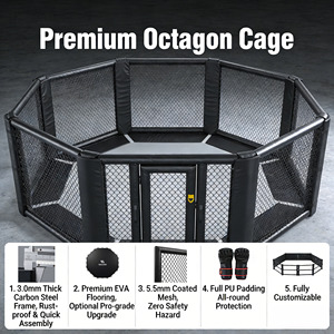 Jaula de Boxeo Octagonal MMA OEM con Tamaño Personalizado, Estructura de Acero con Recubrimiento en Polvo, Acolchado Extra Grueso, Postes Recubiertos de Espuma, Fácil Montaje - Product Image 1
