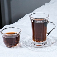 Service à thé et café de luxe vintage classique turc pour salon, style arabe, avec tasses à café en verre et soucoupes à poignée