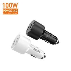 100W Dual Port QC3.0 Type C PD3.0 Fast Charge Quick Car Charger For MacBook Laptop
