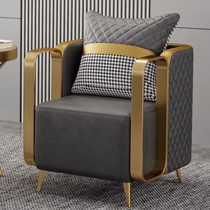 Fauteuil individuel de luxe moderne avec structure en métal doré et revêtement en tissu pour appartement et hall d'hôtel - Product Image 5