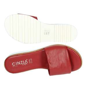 Sandalias de plataforma Cinzia Soft Donna Ciabatta Bassa Rosso, de cuero, sin cordones, para mujer. - Product Image 6