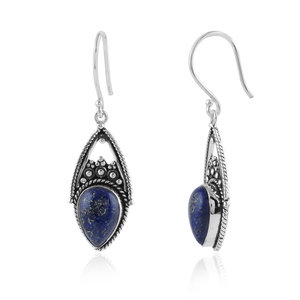 Boucles d'oreilles Lapis en argent sterling 925 faites à la main Boucles d'oreilles en pierre de Lapis éblouissantes pour les mariages et les fêtes Cadeau - Product Image 5