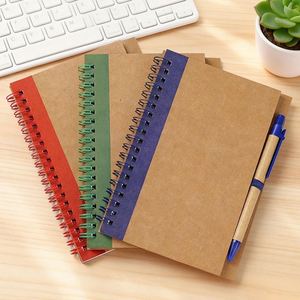 สมุดโน้ตแบบสันห่วง B6/A5 แบบสั่งทำพร้อมปากกา พิมพ์ลาย 60 แผ่น สำหรับนักเรียน สมุดโน้ตกระดาษคราฟท์แบบสันห่วง - Product Image 1