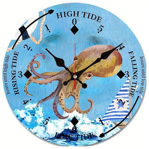 マリンライフ フレームレス密度板 静音壁掛け時計 MDF装飾デザイン リビングルーム用 UV印刷 卸売時計 - Product Image 4