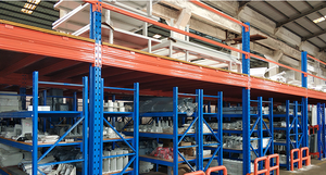 Ağır Hizmet Tipi Soğuk Haddelenmiş Çelik Civatasız Ayarlanabilir 2 Katlı Elektrostatik Toz Boyalı Asma Kat Raf Sistemi Platformu - Product Image 2