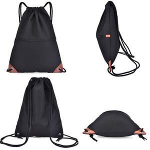 Sac à cordon de style nouveau avec poche avant zippée, sac à dos pliable pour la plage, la randonnée, la salle de sport, l'usage quotidien, pour adultes et enfants - Product Image 3