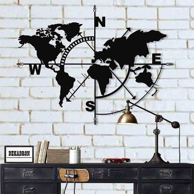Metal World Map Art