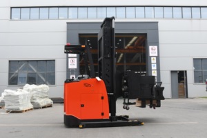 Carrello Elevatore a Forche a <span class=keywords><strong>3</strong></span> Vie per Corridoi Molto Stretti, Stoccatore Elettrico ad Alto Sollevamento per Magazzinaggio - Product Image 4