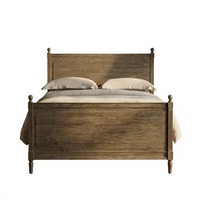 Cadre de lit double en chêne massif de style campagnard américain haut de gamme, mobilier de chambre rétro antique, lit rustique pour suite parentale haut de gamme