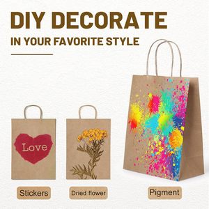Sacs en papier kraft recyclés personnalisés blancs et bruns avec poignée pour la vente en gros, sacs alimentaires à emporter avec votre propre logo - Product Image 6