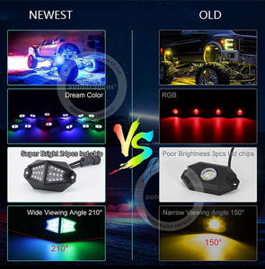 Autodragons ไฟ LED 24องศาแบบร็อค underglow 4 6 8 12 pods ชุด RGB ไล่สีสำหรับ SSV ATV UTV RZR รถบรรทุก off-road pickup - Product Image 5