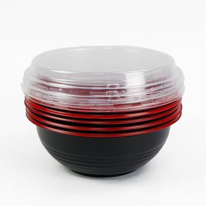 Bol à soupe asiatique Donburi en plastique de 36oz, rouge et noir, bols à soupe chauds <span class=keywords><strong>chinois</strong></span> jetables avec couvercles - Product Image 2
