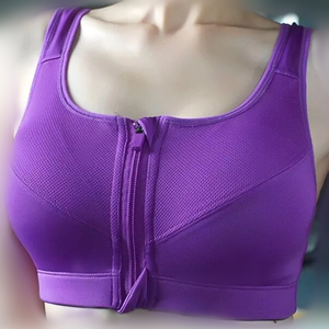 Sujetadores deportivos de color liso para mujer con cremallera frontal, sin aros, tipo chaleco para correr, sujetador sexy para fitness, ropa interior a prueba de golpes - Product Image 1