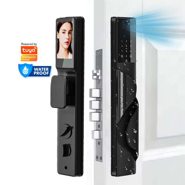 Waterproof 3D Face Recognition Smart Door Lock with Tuya App Control 7-in-1Unlock Face for Commercial and Home