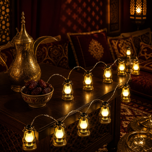 Retro Oil Lamp Shape Warm White Fairy String <strong>Lights</strong> Battery-Operated Ramadan Eid Parties Decorative Hanging <strong>Lanterns</strong> <strong>Indoor</strong> - Product Image 2
