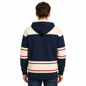 Sweat-shirt de hockey rayé à lacets pour homme, vêtement de match coloré à manches longues, pull à capuche pour équipe de hockey sur glace - Product Image 3