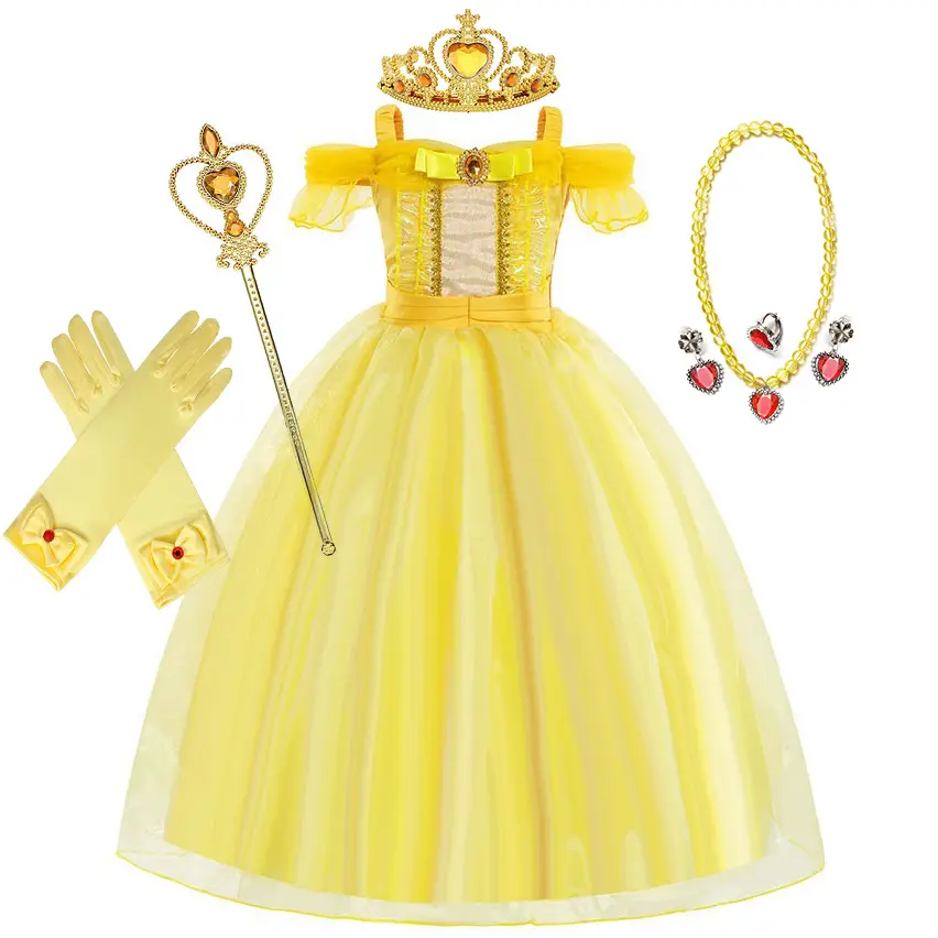 Beauty and Beast Belle Prinzessin Kleid Cosplay Belle für Mädchen für Halloween für Karneval