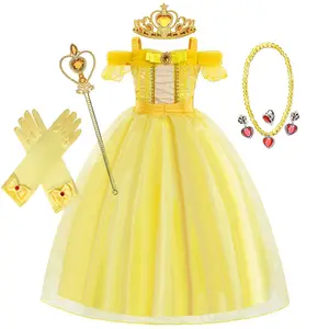 Belle et Bête Belle Princesse robe Cosplay Belle pour Filles pour Halloween pour Carnaval