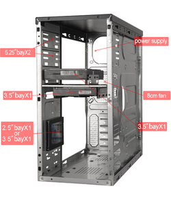 En vrac atx pc avec ventilo d'alim plexiglas horizontal refroidi cpu armoire Boîtier D'ordinateur châssis pc - Product Image 4