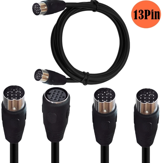 1m 1.5m Black Power Supply Signal Transmission Mini Din 13 Pin Male to Male Power Extension Cable