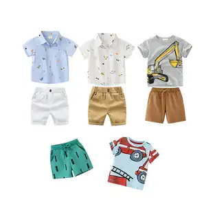 2024 новый дизайн, летний комплект одежды для детей, Короткие комплекты для мальчиков, хлопковые шорты, детская одежда из двух предметов