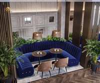 Conception de banquette de restaurant en velours confortable ensemble de meubles de salon de fantaisie meubles commerciaux ensemble de canapés de banquette de restaurant