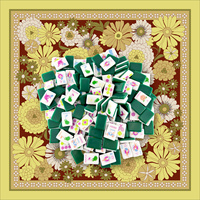 Tuiles de Mahjong Américaines de Luxe Modernes Vertes pour Tennis et Golf avec Tapis de Mahjong Imprimé Marguerite Jaune Rétro 700x700mm, Ensemble de Jeu de Poker