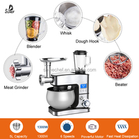 Mélangeur Électrique Planétaire 3-en-1 en Acier Inoxydable 1300W 5L pour Pâtisserie Familiale et Préparation de Pains