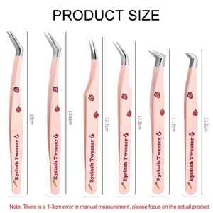 Ensemble de pinces à cils roses en acier inoxydable antistatique, outils d'extension de cils à pointe inclinée à 45 et 90 degrés - Product Image 4