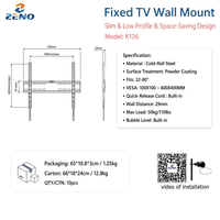Support mural pour téléviseur, support fixe pour téléviseur de 32 à 80 pouces, fixation rapide, niveau à bulle, profil bas, support de télévision robuste K126