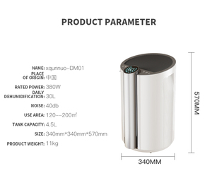 Cooling and Heating Air-cooled Thermoregulation <b>Dehumidifier</b> Home Use R134a Refrigerant 30L Capacity <b>Dehumidifier</b> - Product Image 5