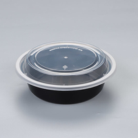 Boîte à lunch ronde jetable de 16 oz, boîte d'emballage alimentaire à emporter, boîte alimentaire en plastique avec couvercle, micro-ondes, réfrigérateur