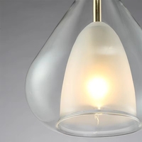 Lustre moderne minimaliste en forme de goutte d'eau, gris fumé, verre réglable, nouveau style, luminaire suspendu pour restaurant, villa, petite taille