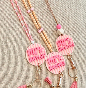 NUEVO Cordón Personalizado Rosa para Tarjetas de Identificación, Regalo de Regreso a Clases, Cierre de Seguridad, Gancho Ajustable, Cordón con Cuentas a la Moda - Product Image 2