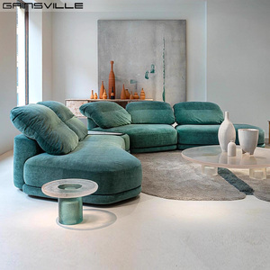 Divani Curvi <span class=keywords><strong>di</strong></span> Lusso in Velluto <span class=keywords><strong>di</strong></span> Alta <span class=keywords><strong>Qualità</strong></span> per Soggiorno, Arredamento Italiano Moderno per la Casa - Product Image 1
