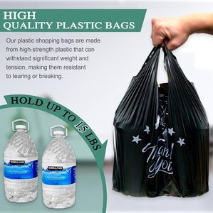 Sac de courses noir « Merci » en forme de t-shirt, réutilisable et jetable pour supermarché - Product Image 6