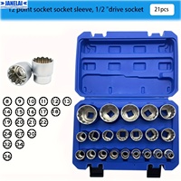 Jeu de 21 douilles à cliquet multi-dents, jeu de clés à douille multi-dents de 1/2 pouce, 8-36 mm en acier CR-V durable et de haute qualité pour les mécaniciens