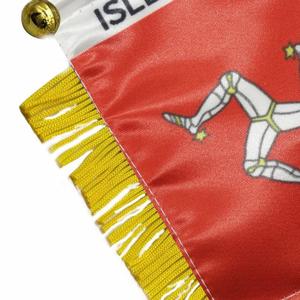 ธงผ้าซาตินแบบกำหนดเองของเกาะแมน ธงติดรถยนต์ขนาดเล็ก พร้อมพู่สีเหลือง - Product Image 4