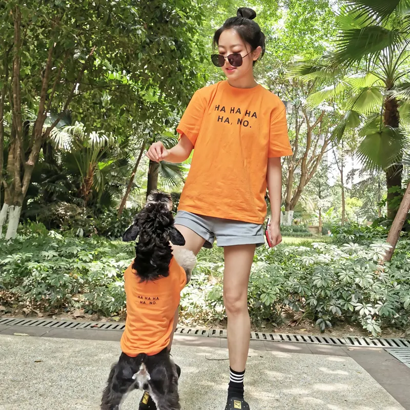Camiseta de algodón puro a juego para perro y propietario, ropa sencilla y transpirable para verano, chaleco de diseño para perro