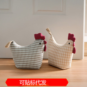 Creative Chick Fabric Doorstop Plaid Design Floor <b>Mount</b> Decorative Ornament Household Use - Product Image 5
