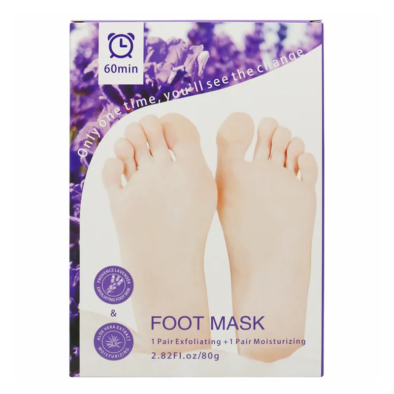 AiXin Großhandel Korea Private Label Natürliche Bio Lavendel Füße Haut Feuchtigkeit spendende Peeling Peeling Socken Fuß maske